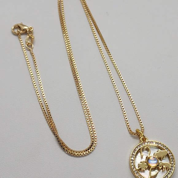 Brand New Brazilian 18k Gold Filled Necklace & Multi Lucky Charms Brass pendent - Picture 4 of 4
